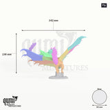Dragon Legendary Metallic Gold Dragon Tabletop Miniature dragon miniature - assembly overview with colour-coded parts and measurements