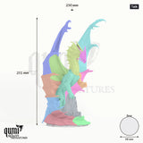 Dragon Legendary Metallic Gold Dragon Tabletop Miniature dragon miniature - assembly overview with colour-coded parts and measurements