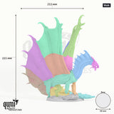 Dragon Legendary Metallic Gold Dragon Tabletop Miniature dragon miniature - assembly overview with colour-coded parts and measurements