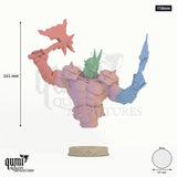 Gorgrash the Ripper Miniature Bust 110mm - colour-coded parts render, 161 mm tall, 5 body parts, 65 mm round base