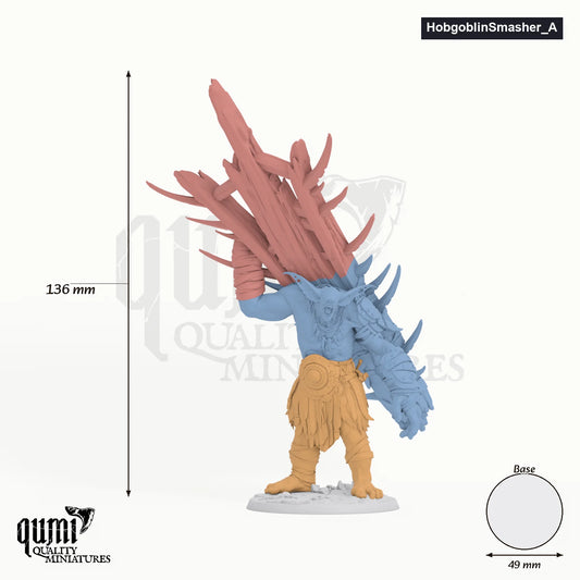 Hobgoblin tabletop miniature (Smasher A (50mm base)) - 136 mm tall, 49 mm base - Rescale Miniatures 3D print by Qumi