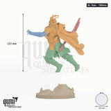 Valdyr XL Size - 165mm - colour-coded parts render, 152 mm tall, 4 body parts, 103 mm round base