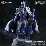 Xanathos the Dreadful – Irinax's General: drow general tabletop miniature, designer preview from DM Stash's 'Irinax' release, 3D-printed in resin by Qumi