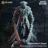 Quorenderi's Razor – Executioner of the Deep One: deep one executioner tabletop miniature, designer preview from DM Stash's 'Shadow over Westlook' release, 3D-printed in resin by Qumi