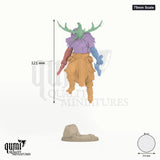 Worfar Miniature Bust 75mm Scale - colour-coded parts render, 121 mm tall, 5 body parts, 54 mm round base