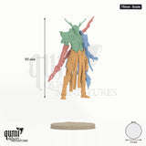 Verdant Sentinel 75mm  Scale - colour-coded parts render, 95 mm tall, 4 body parts, 54 mm round base