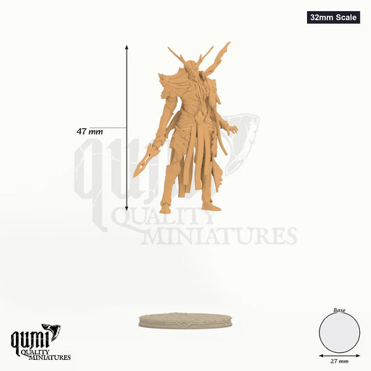 Verdant Sentinel 32mm Scale - colour-coded parts render, 47 mm tall, 1 body part, 27 mm round base