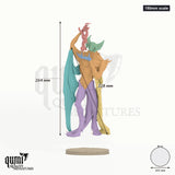 Dravak Wing of Hunger 150mm scale - colour-coded parts render, 264 mm tall, 7 body parts, 102 mm round base