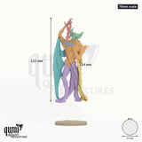 Dravak Wing of Hunger 75mm scale - colour-coded parts render, 132 mm tall, 7 body parts, 51 mm round base