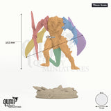 Irgren 75mm Scale - colour-coded parts render, 102 mm tall, 6 body parts, 78 mm round base