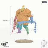 Fathon XL Size - colour-coded parts render, 171 mm tall, 7 body parts, 106 mm round base