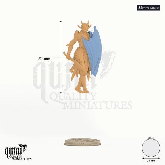Vaelor 32mm scale - colour-coded parts render, 51 mm tall, 2 body parts, 26 mm round base