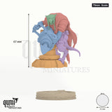 Rat 75mm  Scale - colour-coded parts render, 67 mm tall, 5 body parts, 50 mm round base