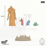 Drenial a Bermegoth 32mm - colour-coded parts render, 65 mm tall, 4 body parts, 53 mm round base