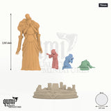Drenial a Bermegoth 75mm - colour-coded parts render, 130 mm tall, 4 body parts, 105 mm round base