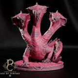 Vesskara, the Triple Maw – Three-Headed Hydra: three-headed hydra tabletop miniature, designer preview from Parasite Collectibles's 'August 2026' release, 3D-printed in resin by Qumi