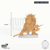 Infantry Orc tabletop miniature (V1 Angry - Spear & Shield) - 36 mm tall, 31 mm base - Rescale Miniatures 3D print by Qumi