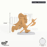 Infantry Orc tabletop miniature (V2 Angry - Sword & Shield) - 34 mm tall, 31 mm base - Rescale Miniatures 3D print by Qumi