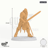 Male Fighter Knight Valor Tabletop-Miniatur (Sword Walk) - 35 mm hoch, 31 mm Base - Rescale Miniatures 3D-Druck von Qumi