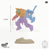 Kodark the Conqueror XL - colour-coded parts render, 131 mm tall, 5 body parts, 100 mm round base