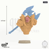 Kodark Miniature Bust 110mm - colour-coded parts render, 147 mm tall, 3 body parts, 65 mm round base