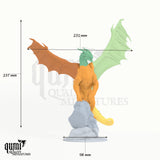 Dragon Legendary Copper Dragon Tabletop Miniature dragon miniature - assembly overview with colour-coded parts and measurements
