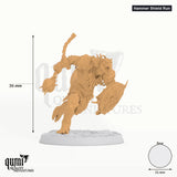 Fighter Lizardman Elite Warfang Dragon tabletop miniature (Hammer Shield Run) - assembly render with measurements - Rescale M
