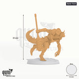 Humanoid Fighter Lizardman Grimscale Dragon tabletop miniature (Spear Hunt) - assembly render with measurements - Rescale Min