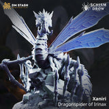 Xaniri – Dragonspider of Irinax: dragonspider tabletop miniature, designer preview from DM Stash's 'Irinax' release, 3D-printed in resin by Qumi