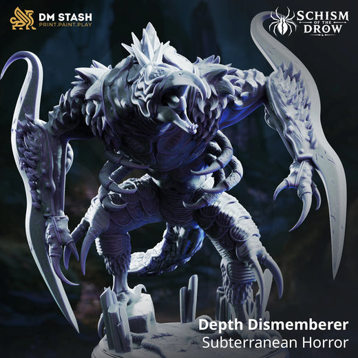 Depth Dismemberer – Subterranean Horror: subterranean horror tabletop miniature, designer preview from DM Stash's 'Irinax' release, 3D-printed in resin by Qumi