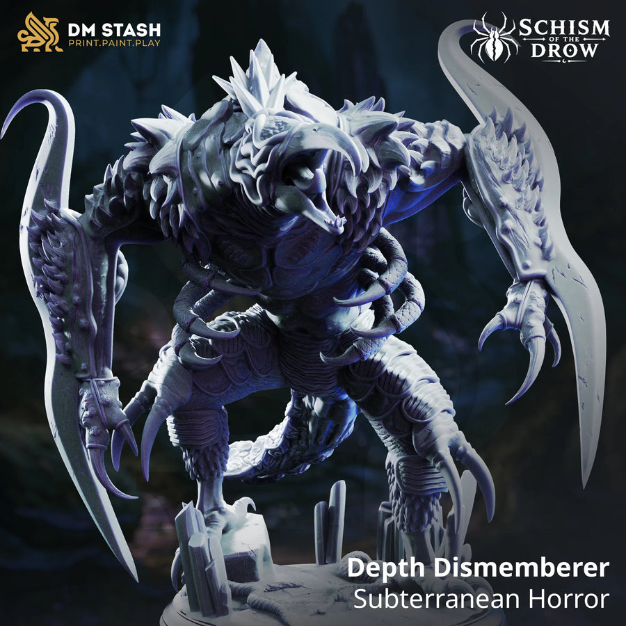 Depth Dismemberer – Subterranean Horror: subterranean horror tabletop miniature, designer preview from DM Stash's 'Irinax' release, 3D-printed in resin by Qumi