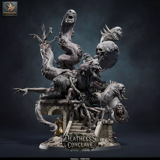 False Hydra – Mind-Warping Aberration: false hydra tabletop miniature, designer preview from Rescale Miniatures's 'Oktober 2026' release, 3D-printed in resin by Qumi