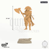 Aruges 75mm Scale - colour-coded parts render, 86 mm tall, 1 body part, 53 mm round base