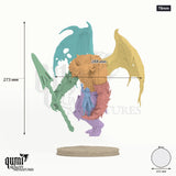 Zhaelor 75mm - colour-coded parts render, 273 mm tall, 7 body parts, 152 mm round base