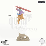 Mat Ador 75mm  Scale - colour-coded parts render, 71 mm tall, 5 body parts, 50 mm round base