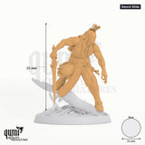 Fighter Moon Elf tabletop miniature (Sword Slide) - 35 mm tall, 31 mm base - Rescale Miniatures 3D print by Qumi