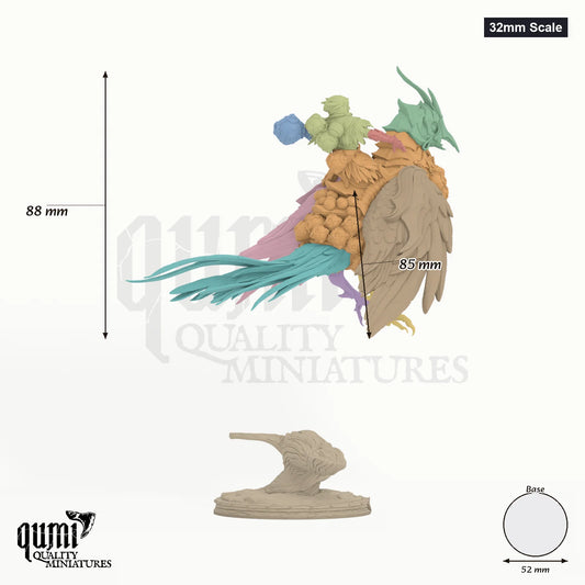 Aerithrian Wind Defender 32mm Scale - colour-coded parts render, 88 mm tall, 10 body parts, 52 mm round base