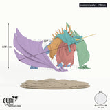 Shadowed King Mounted custom scale - 118mm - colour-coded parts render, 108 mm tall, 7 body parts, 166 mm round base