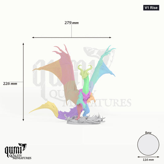 Dragon Bronze Dragon Legendary Tabletop Miniature dragon miniature - assembly overview with colour-coded parts and measurements
