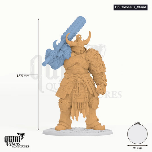 Oni Colossus tabletop miniature (Stand) - 156 mm tall, 98 mm base, 2+1 part assembly - Rescale Miniatures 3D print by Qumi