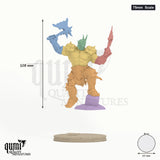 Gorgrash the Ripper 75mm  Scale - colour-coded parts render, 108 mm tall, 6 body parts, 65 mm round base