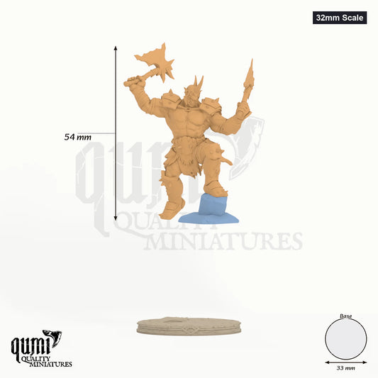 Gorgrash the Ripper 32mm Scale - colour-coded parts render, 54 mm tall, 2 body parts, 33 mm round base
