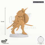 Oriental Skeletons Tabletop-Miniatur (Sword & Shield Walk) - 35 mm hoch, 24 mm Base - Rescale Miniatures 3D-Druck von Qumi
