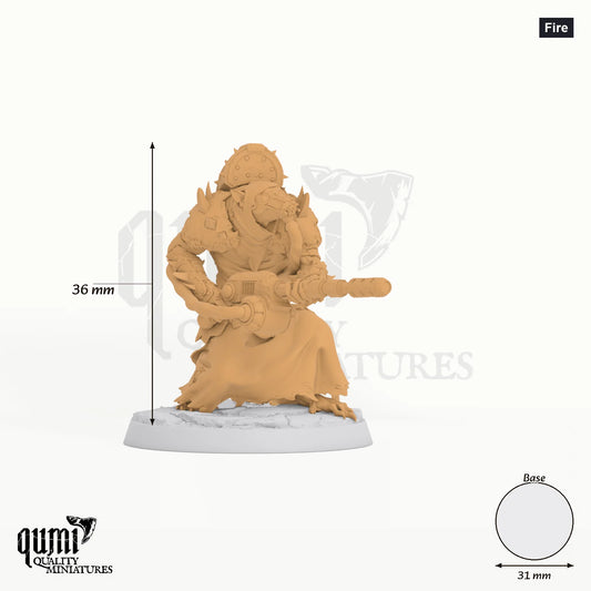 Humanoid Rat Folk Plasma Plague Exotics Tabletop-Miniatur (Fire) - 36 mm hoch - Rescale Miniatures 3D-Druck von Qumi