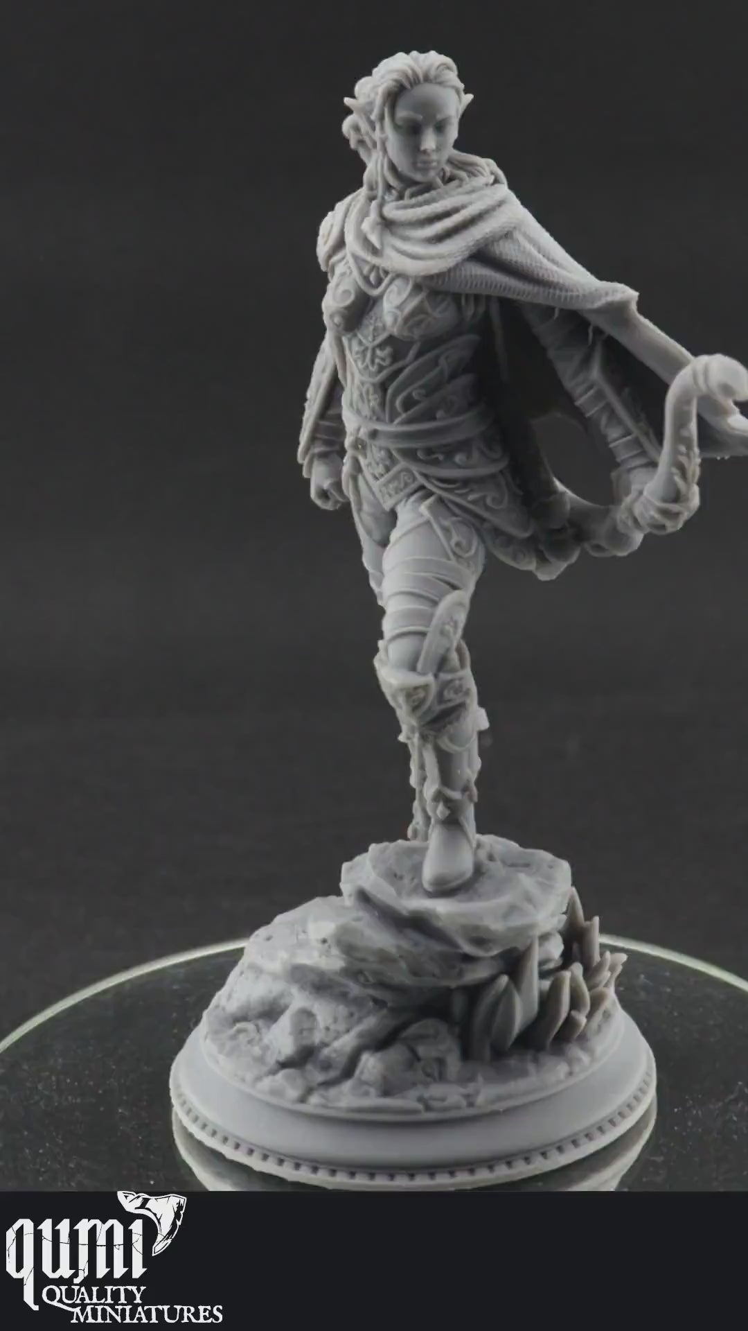 Human Archer Miniature on turntable with black background