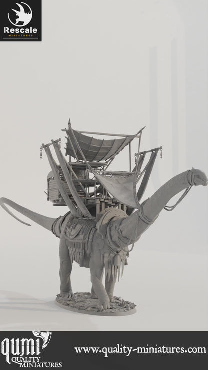 Diplodocus Caravan - Dinotopia - 32mm Tabletop RPG Mini - Qumi - Rescale Miniatures