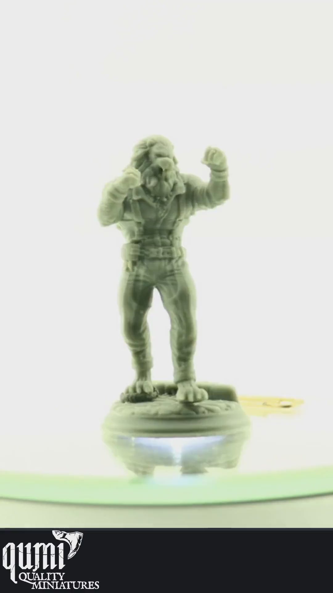 Humanoid Miniature on turntable with white background