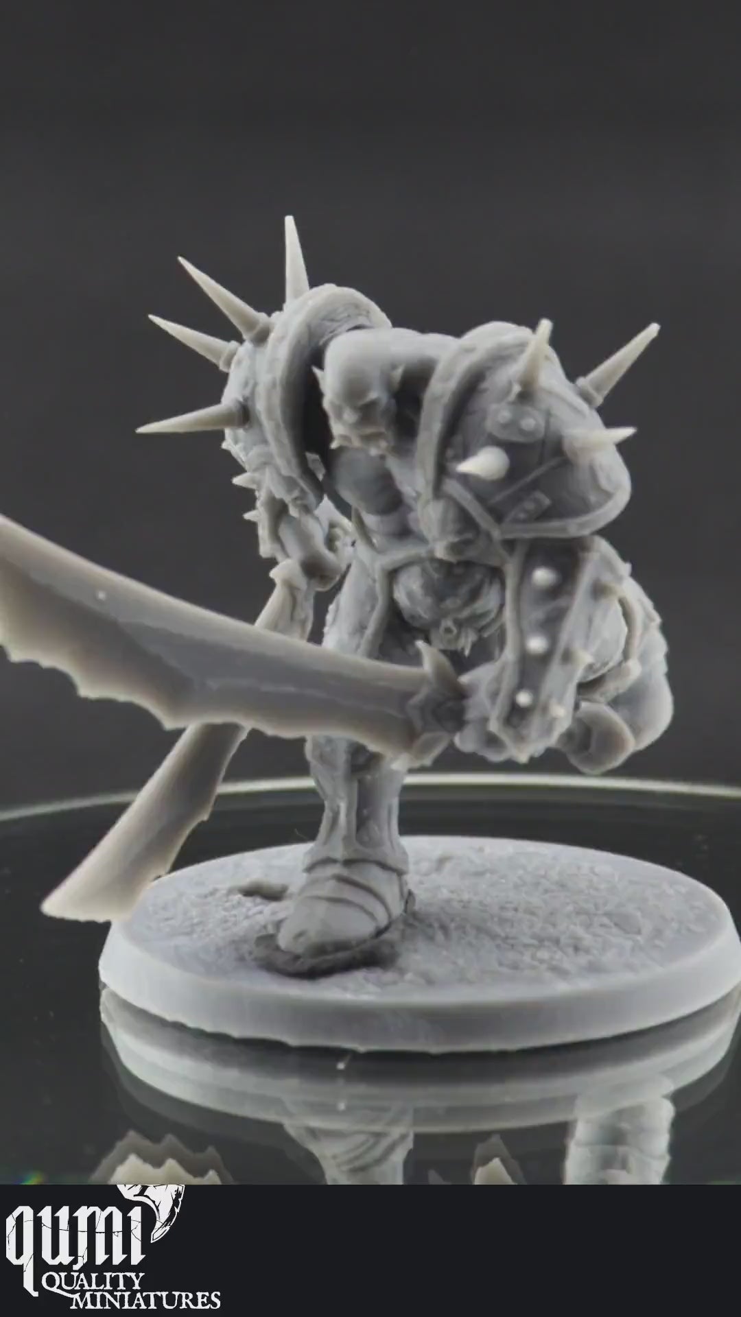 Orc Miniature on turntable with black background