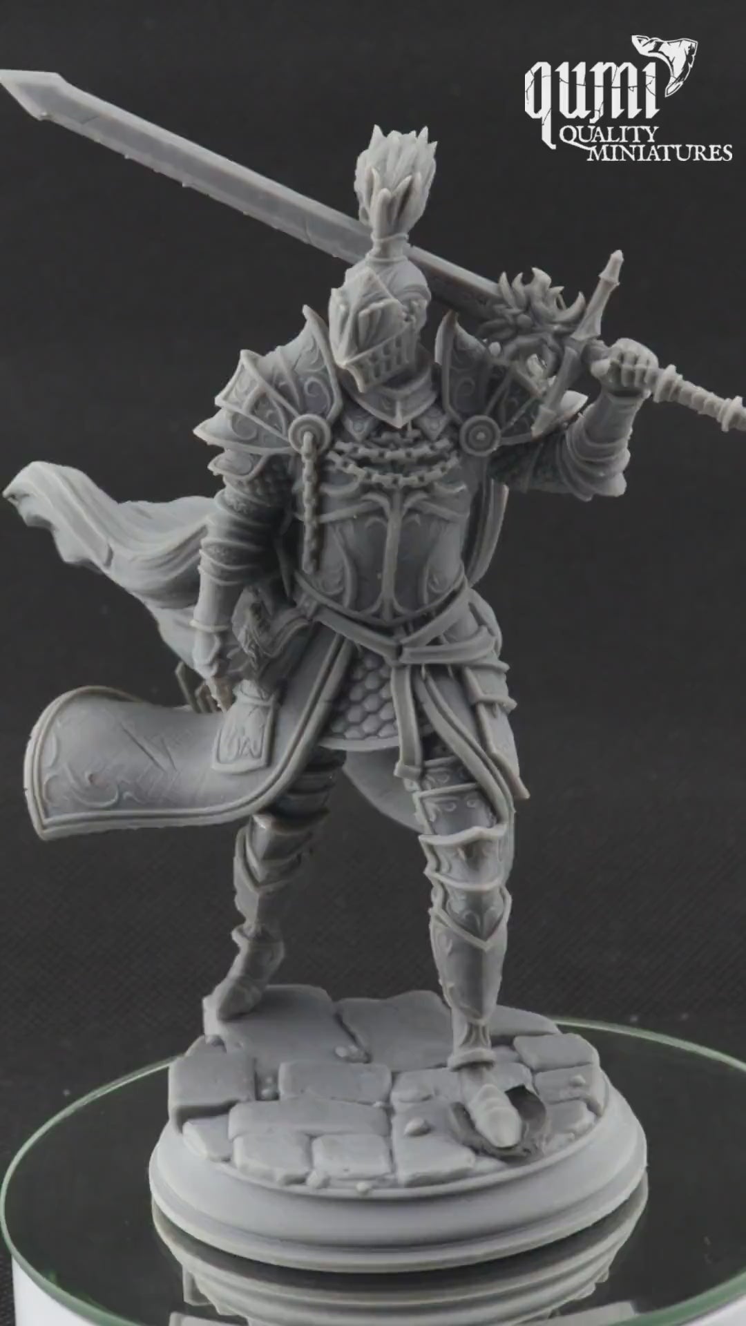 Knight Miniature on turntable with black background