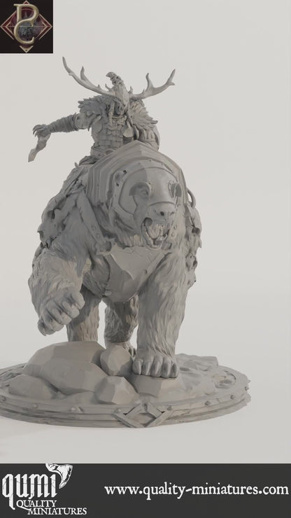 Worfar and The Bear - 32mm Tabletop RPG Mini - up to XL Size - Qumi - Parasite Collectibles